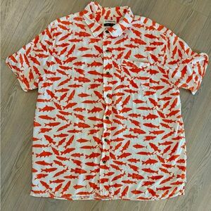 Magellan Outdoors White Short-Sleeve Shirt with Orange Fish Print